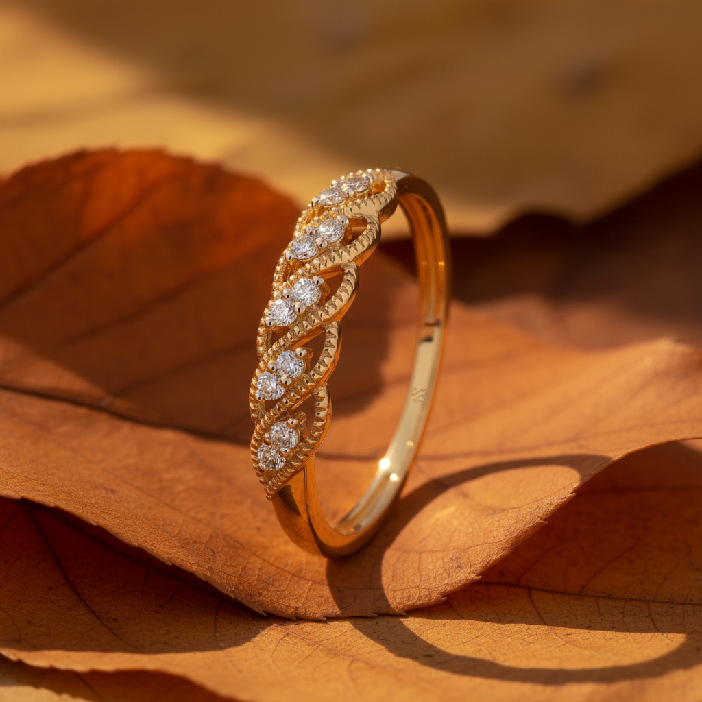 Round Cut Moissanite Diamond Keeya Band Wedding Ring