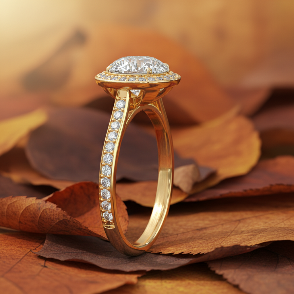 Round Moissanite Diamond Channel Set Wedding Ring