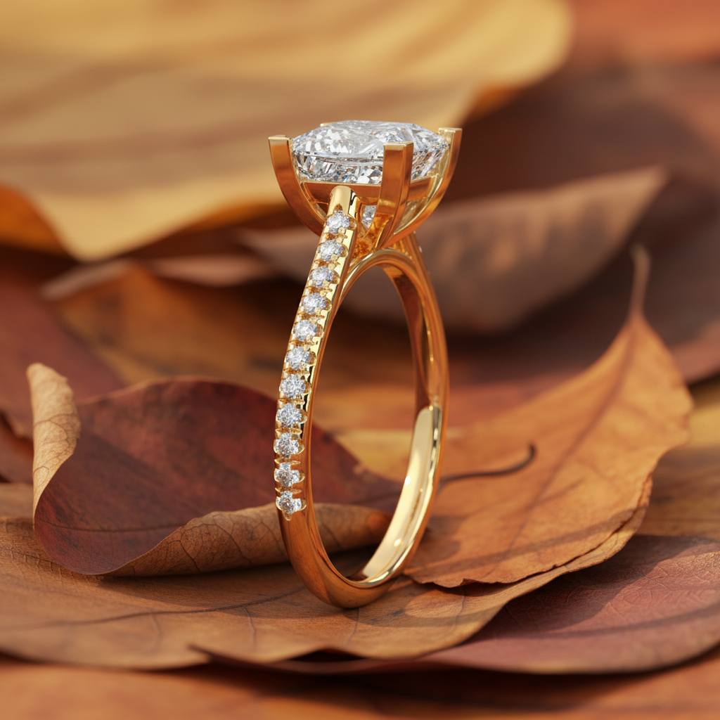 Princess Cut Moissanite Diamond Halo Bridal Ring