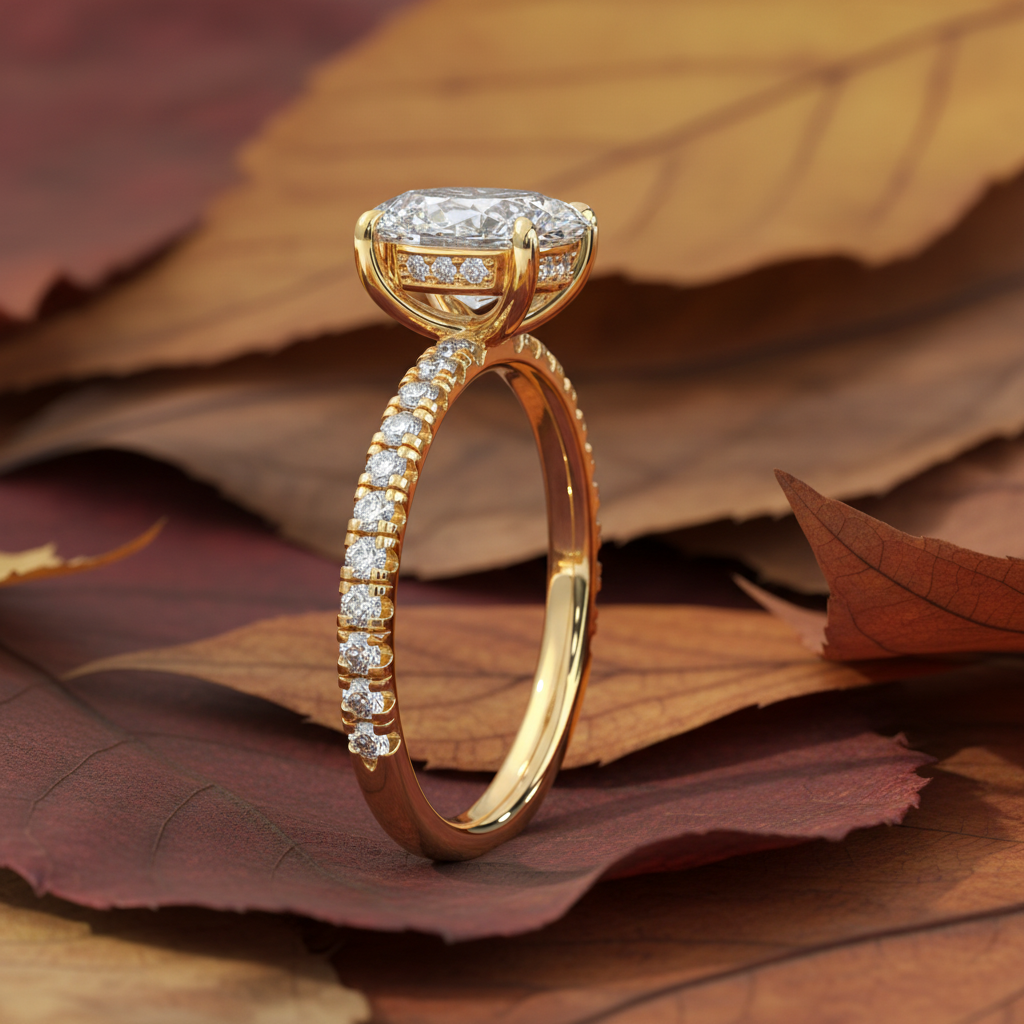 3.00 CT Oval Moissanite Diamond Hidden Halo Bridal Ring