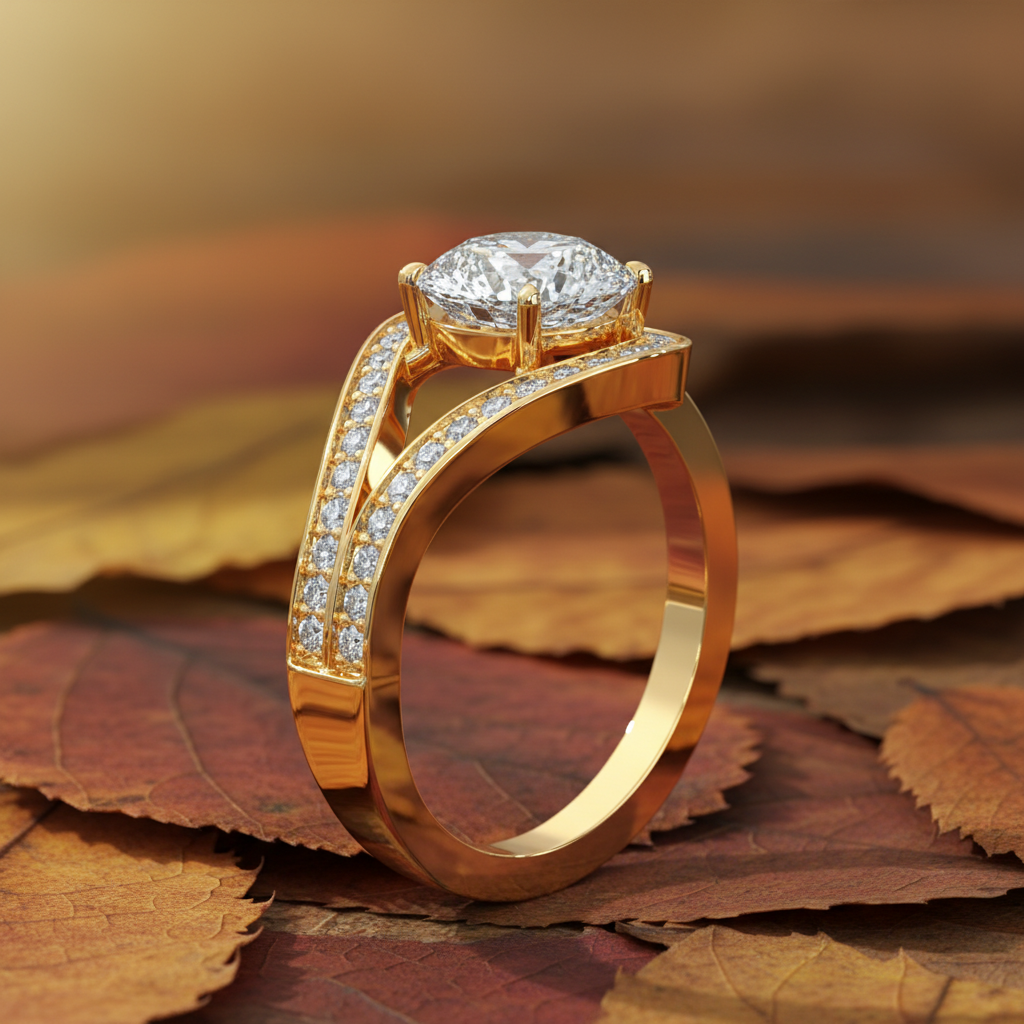 Round Cut Moissanite Diamond Infinite Chennal Bridal Ring