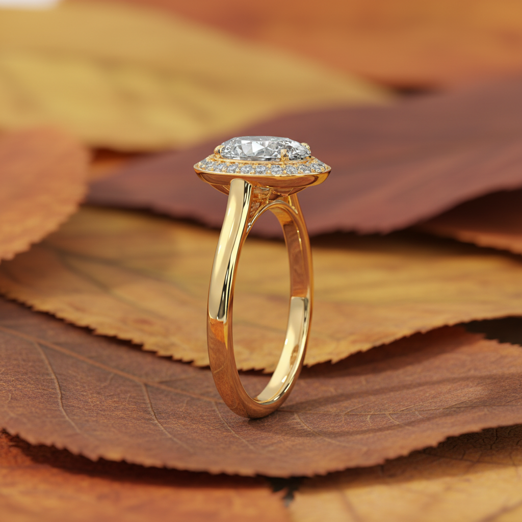 2.00 CT Oval Moissanite Diamond Bezel Halo Wedding Ring