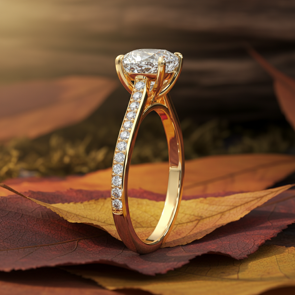 Cushion Cut Moissanite Diamond Halo Wedding Ring