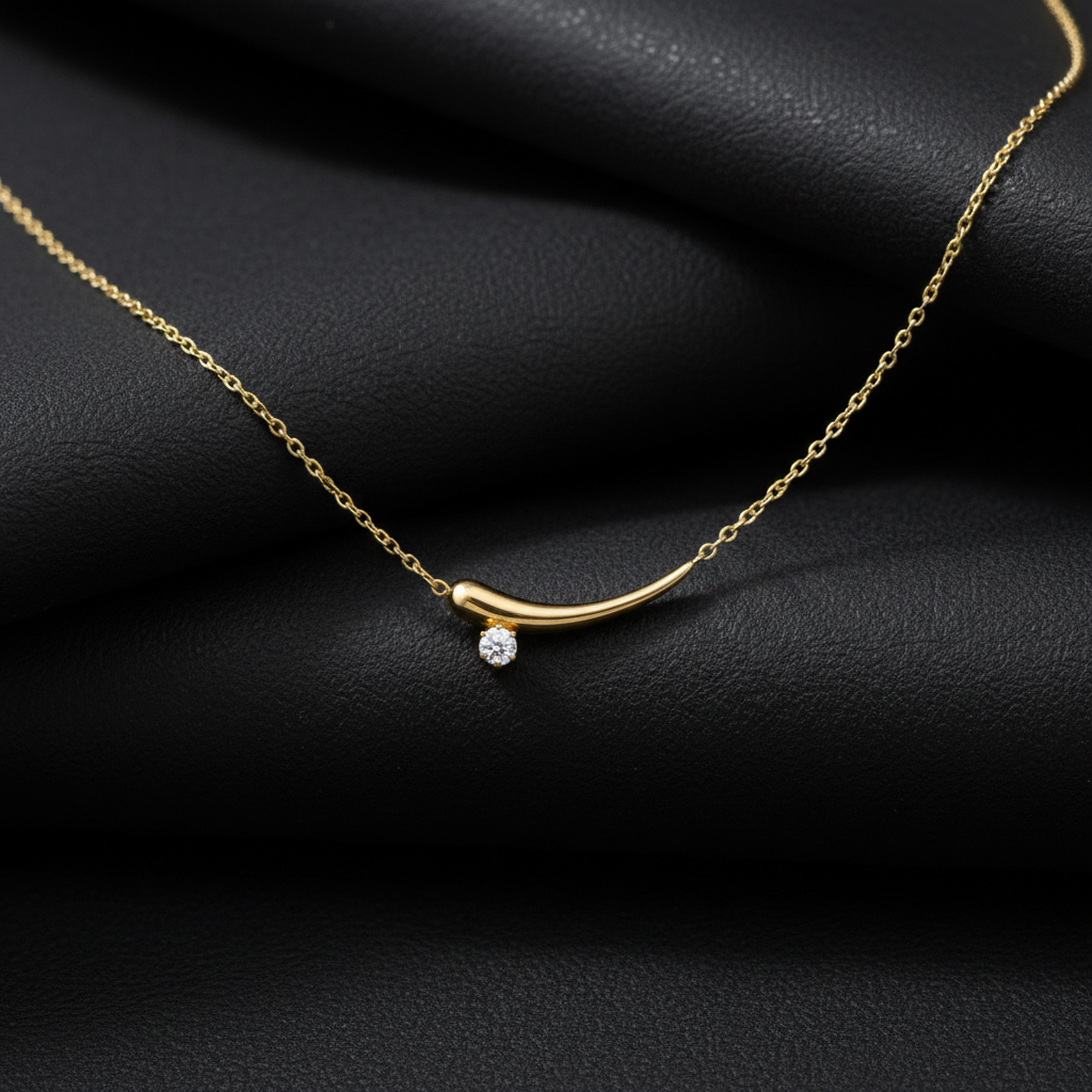 Sculpted Curve Lab Grown Diamond Pendant in Yellow Gold