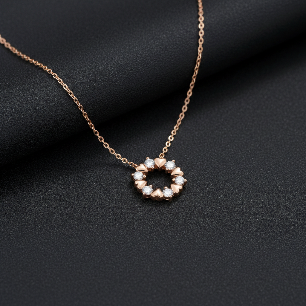 Hearts of Eternity Moissanite Diamond Circle Pendant