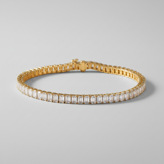 Emerald Cut Moissanite Diamond Tennis Bracelet | Yana