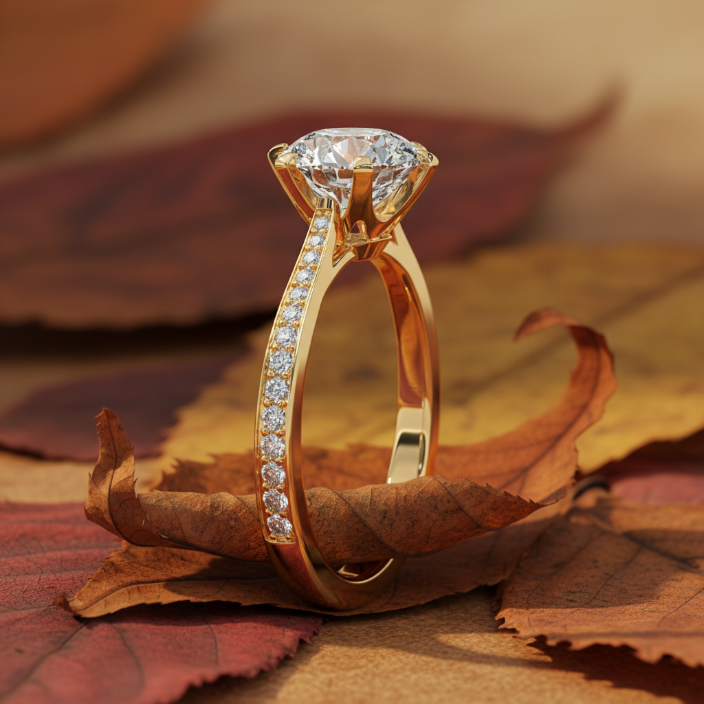 Six-Prong Round Moissanite French Pave Channel Setting engagement rings