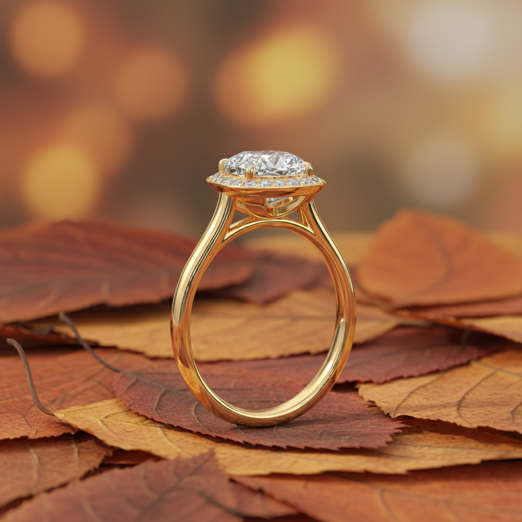 Cushion Cut Moissanite Diamond Halo Wedding Ring