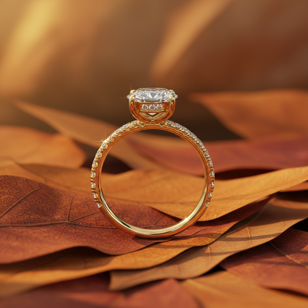 3.00 CT Oval Moissanite Diamond Hidden Halo Bridal Ring