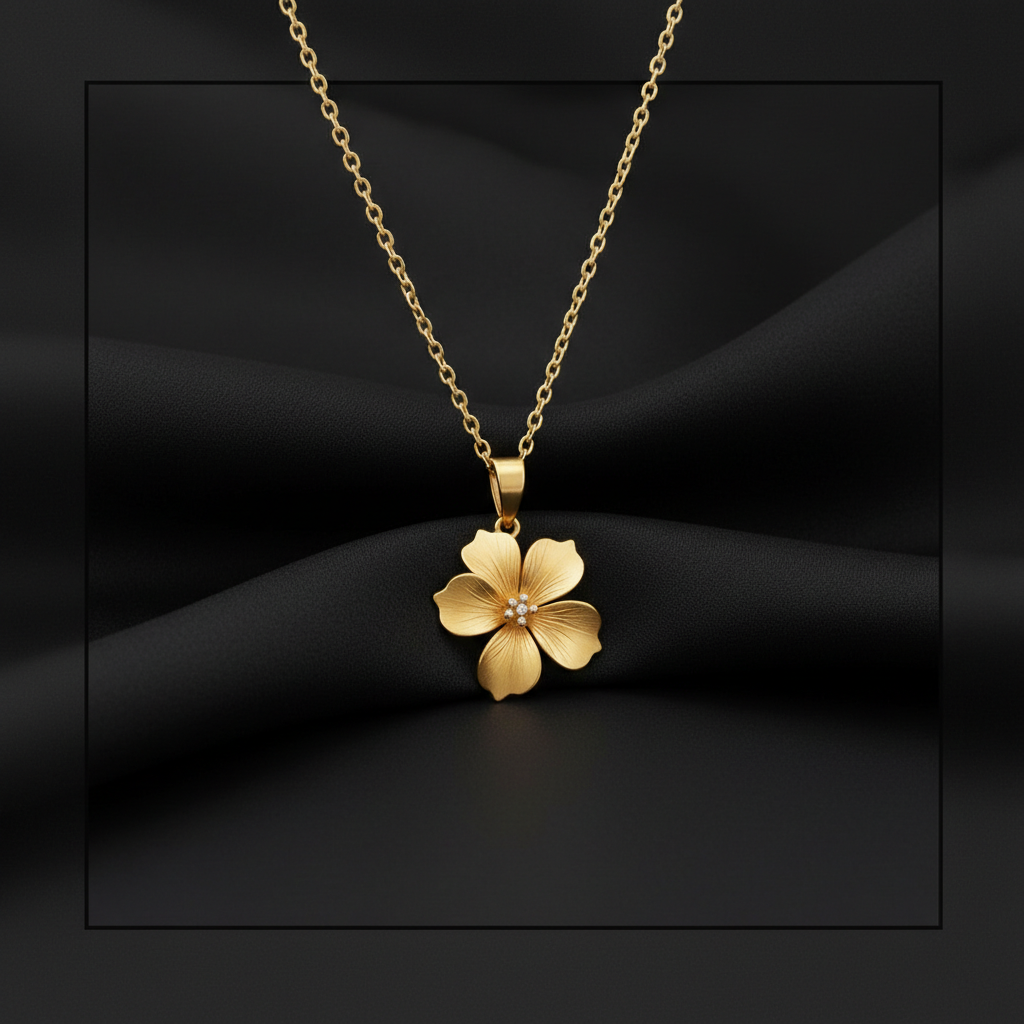 Golden Blossom Lab Grown Diamond Flower Pendant