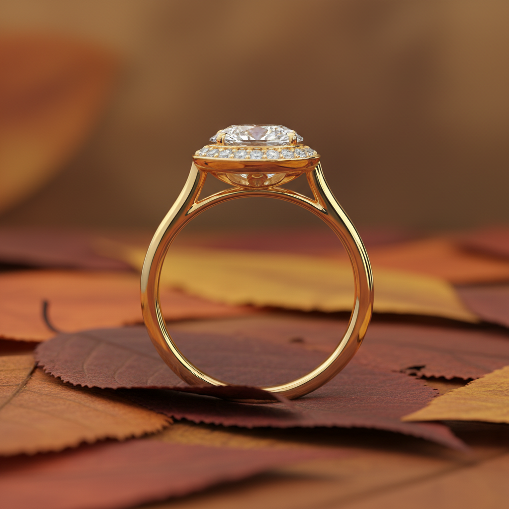 2.00 CT Oval Moissanite Diamond Bezel Halo Wedding Ring