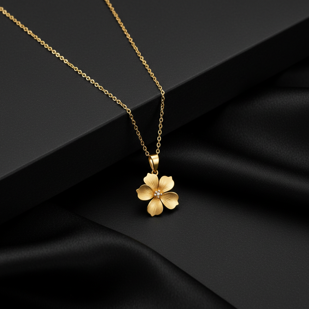 Golden Bloom Moissanite Diamond Flower Pendant