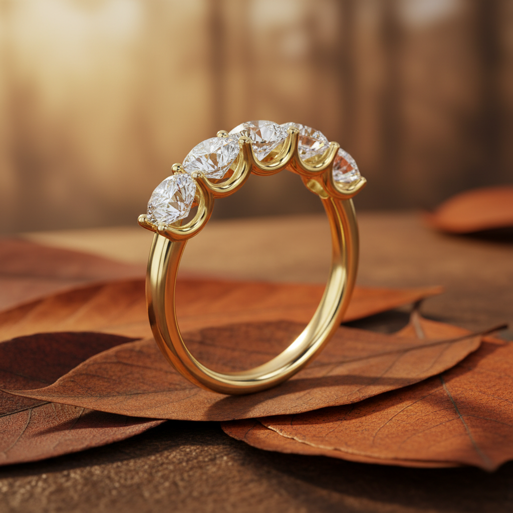 Round Cut Moissanite Diamond Eternity Ring