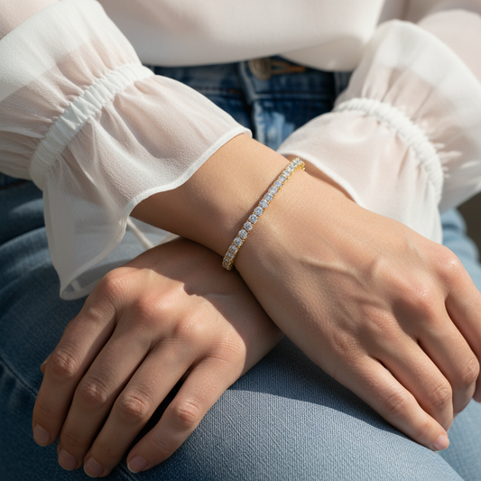 Round Cut Lab Grown Diamond Tennis Bracelet