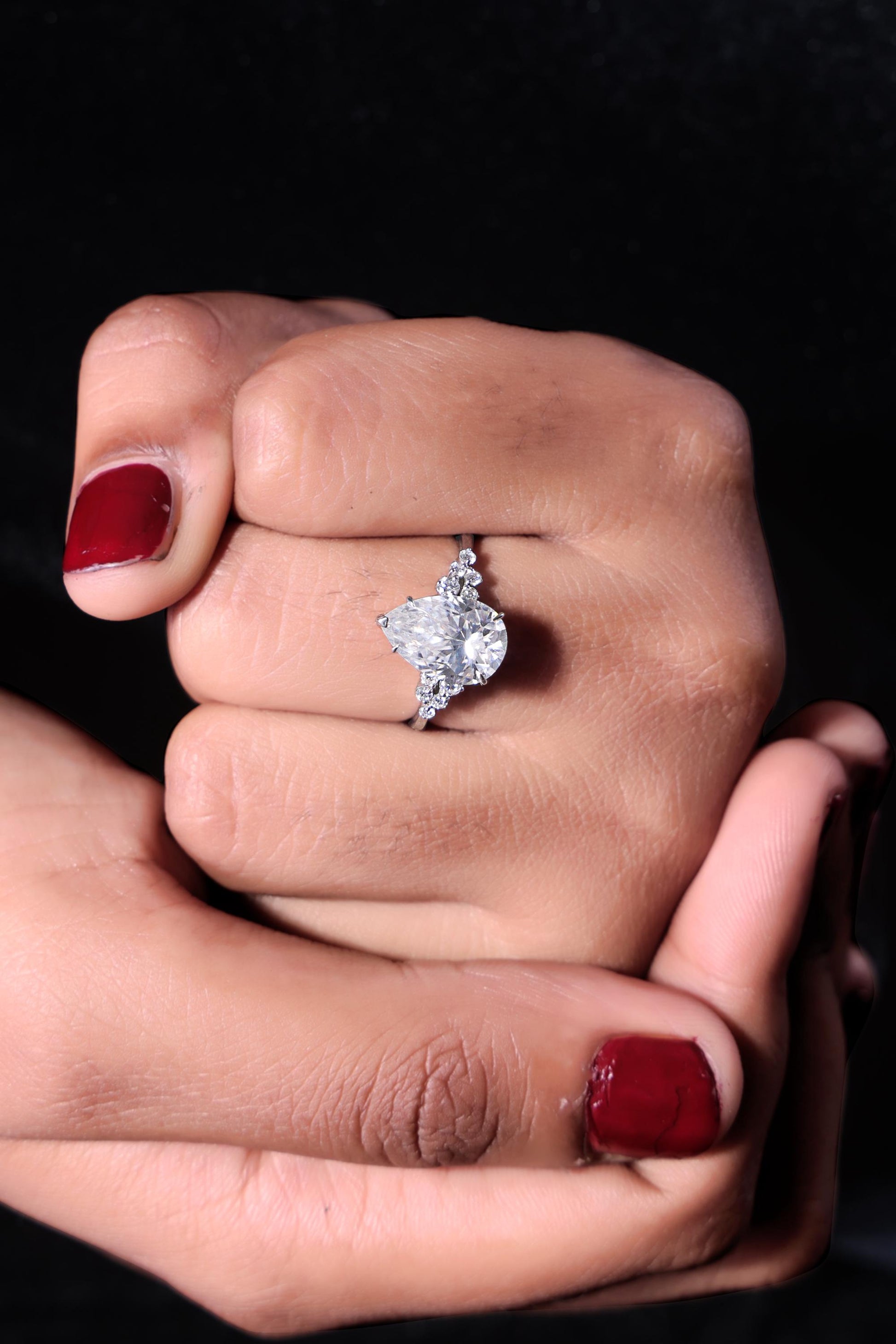 Pear Lab Diamond Ring