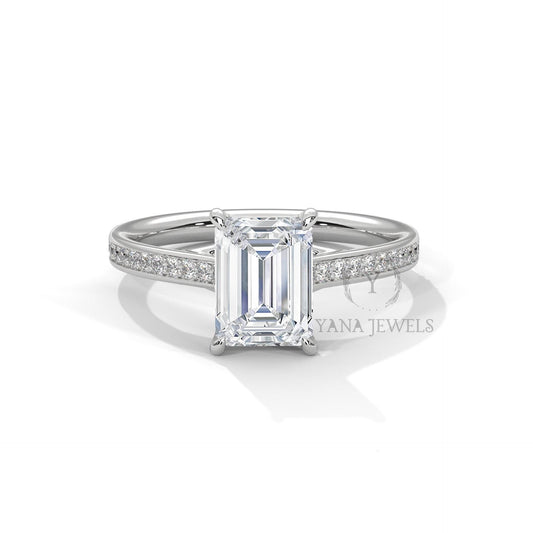 1-3CT Emerald Solitaire IGI Certified Lab Grown Diamond Wedding Ring - Conflict-Free Womens Engagement Ring