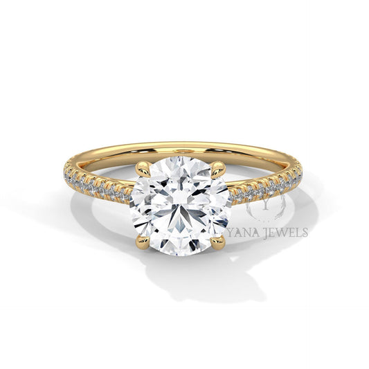1.0 To 3.0 CT Round Solitaire Ring GRA Certified Moissanite Diamond Wedding Ring, Engagement Ring, Round Diamond Ring for Women