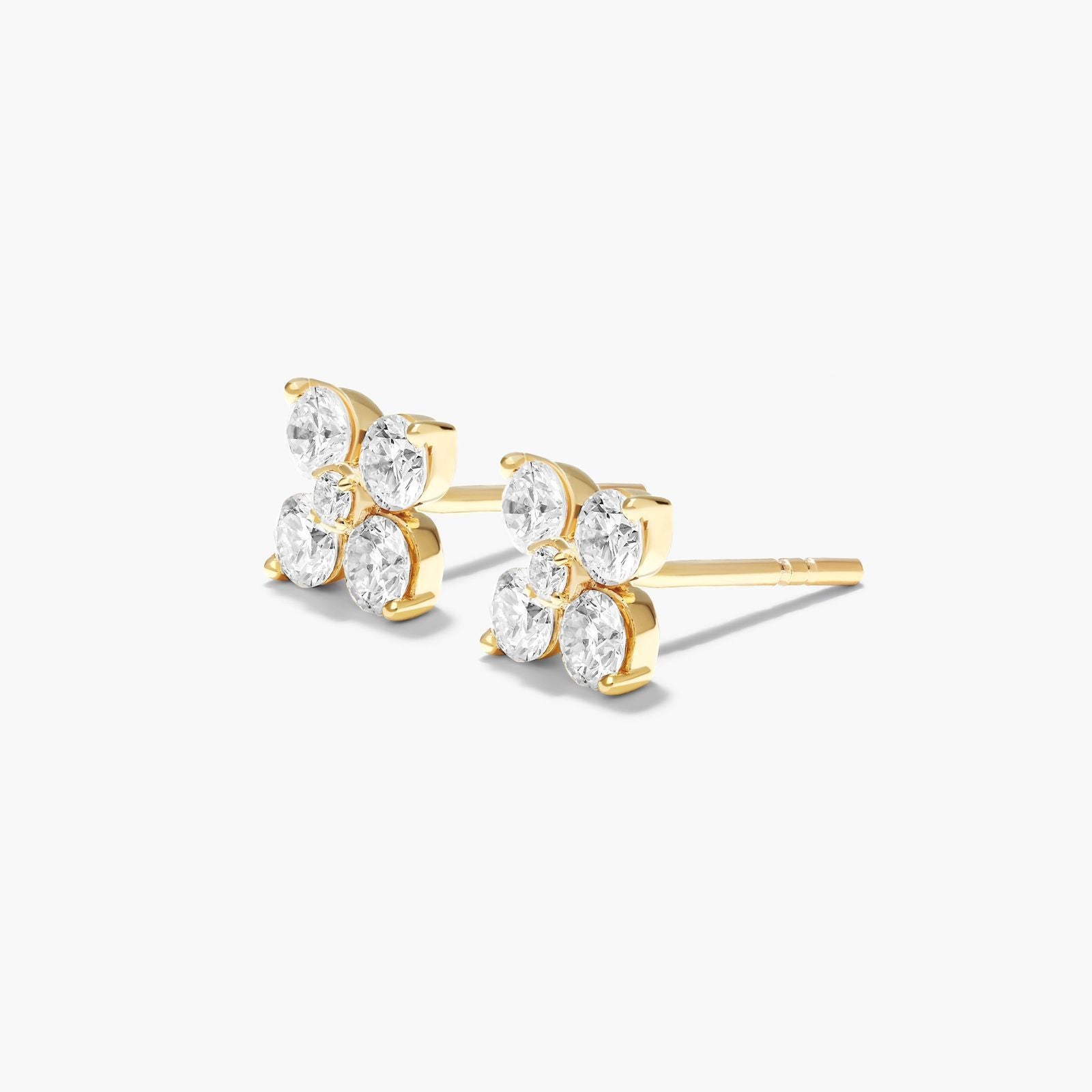 18K Yellow Gold Blossom Lab-Created Diamond Stud Earrings