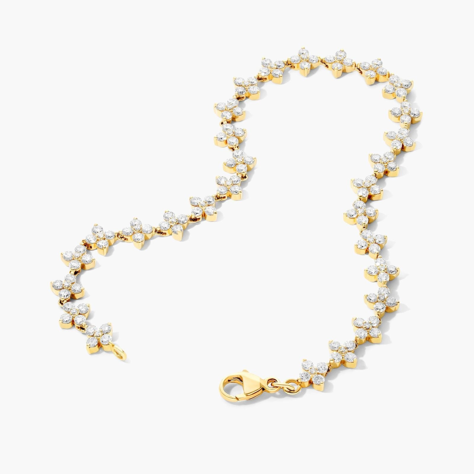 18K Yellow Gold Blossom Lab-Created Diamond Tennis Bracelet