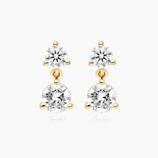 18K Yellow Gold Lab-Created Diamond Drop Stud Earrings