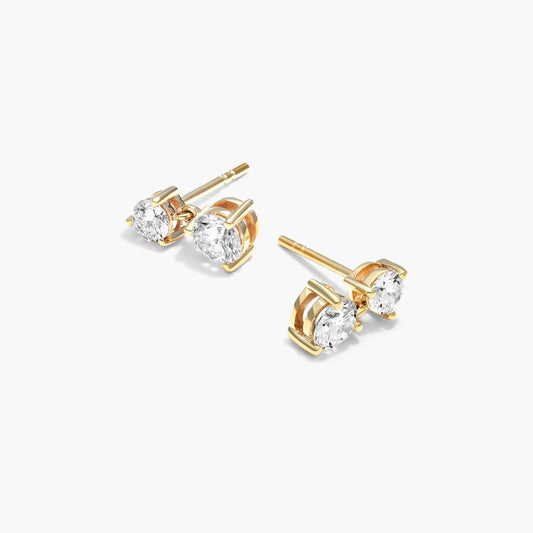 18K Yellow Gold Lab-Created Diamond Drop Stud Earrings