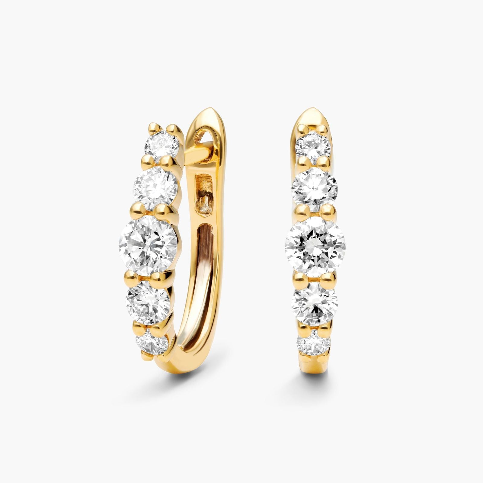 18K Yellow Gold Graduating Lab-Created Diamond Hoop Earrings