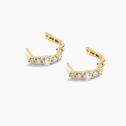 18K Yellow Gold Graduating Lab-Created Diamond Hoop Earrings