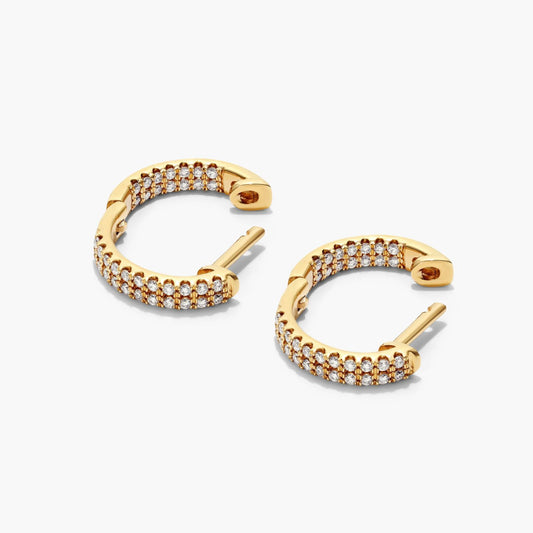 18K Yellow Gold Inside-Out Pavé Lab-Created Diamond Hoop Earrings
