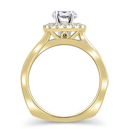 Diamond Engagement Ring Setting 3/4 ct tw Round 18K Yellow Gold