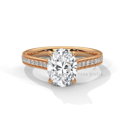 Elegant  Oval Cut Solitaire Ring GRA Certified Moissanite Diamond Wedding Ring, Engagement Ring, Round Diamond Ring for Women.