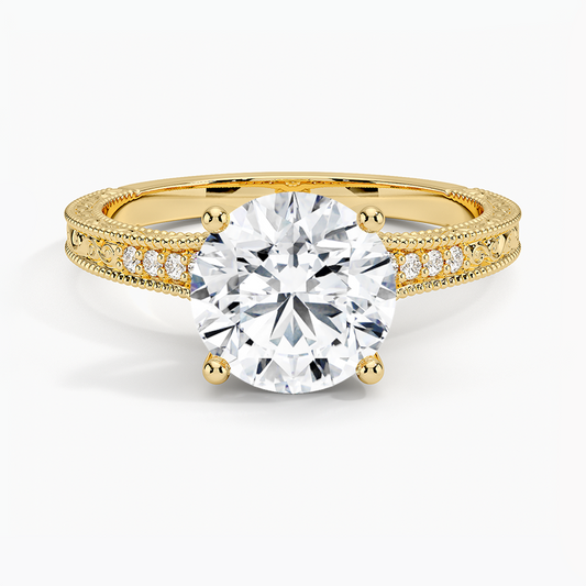 Luxe Hudson Engraved Diamond Engagement Ring