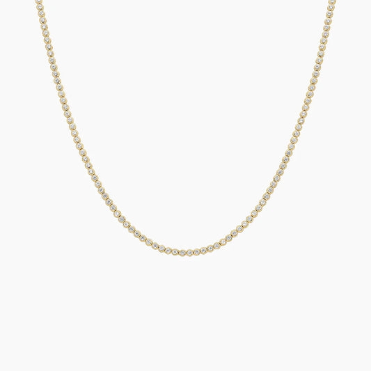 18K Yellow Gold Bezel Lab Diamond Tennis Necklace