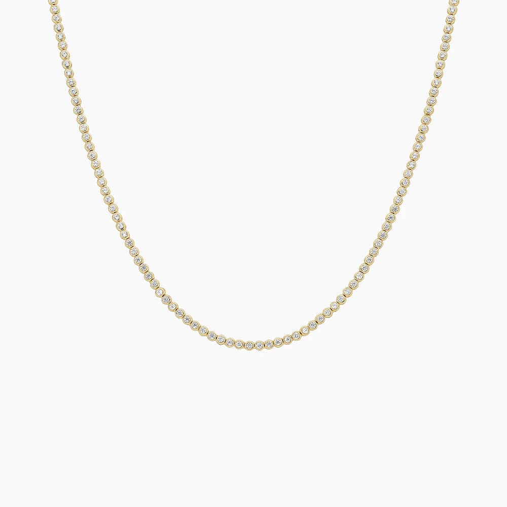 18K Yellow Gold Bezel Lab Diamond Tennis Necklace