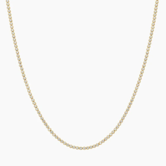 18K Yellow Gold Bezel Lab Diamond Tennis Necklace