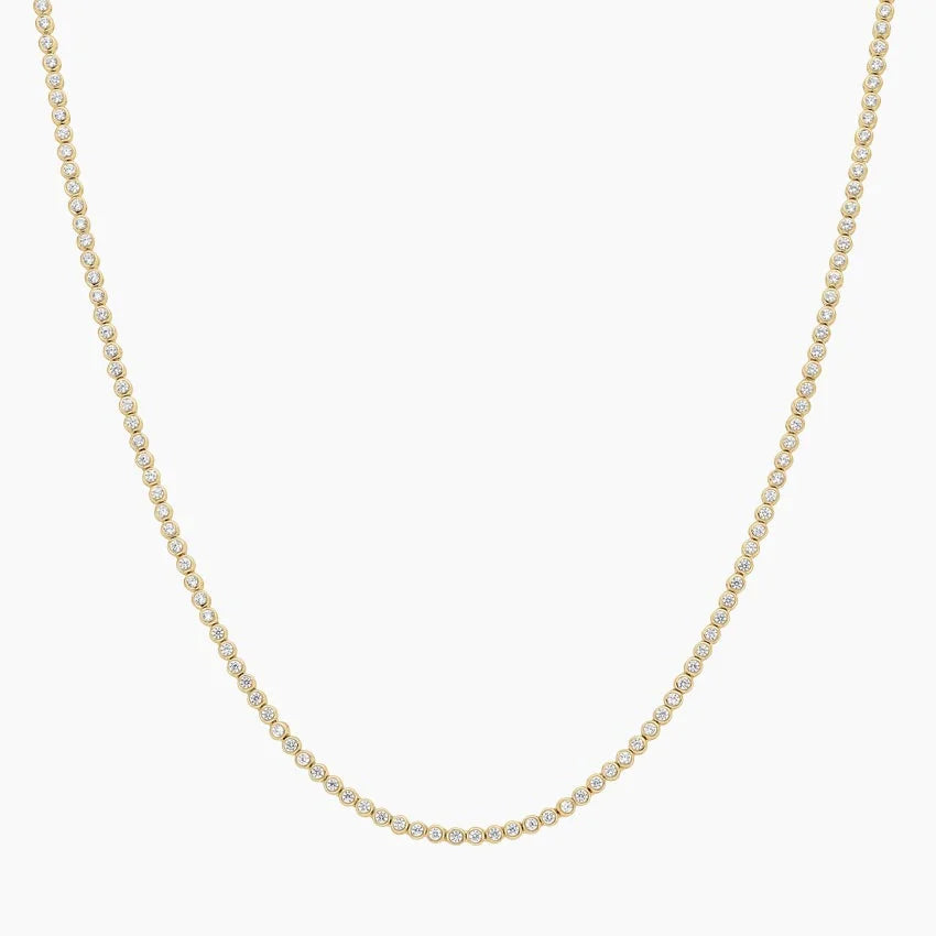 18K Yellow Gold Bezel Lab Diamond Tennis Necklace