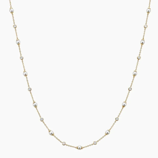 Athena Premium Akoya Cultured Pearl and Diamond Strand Necklace