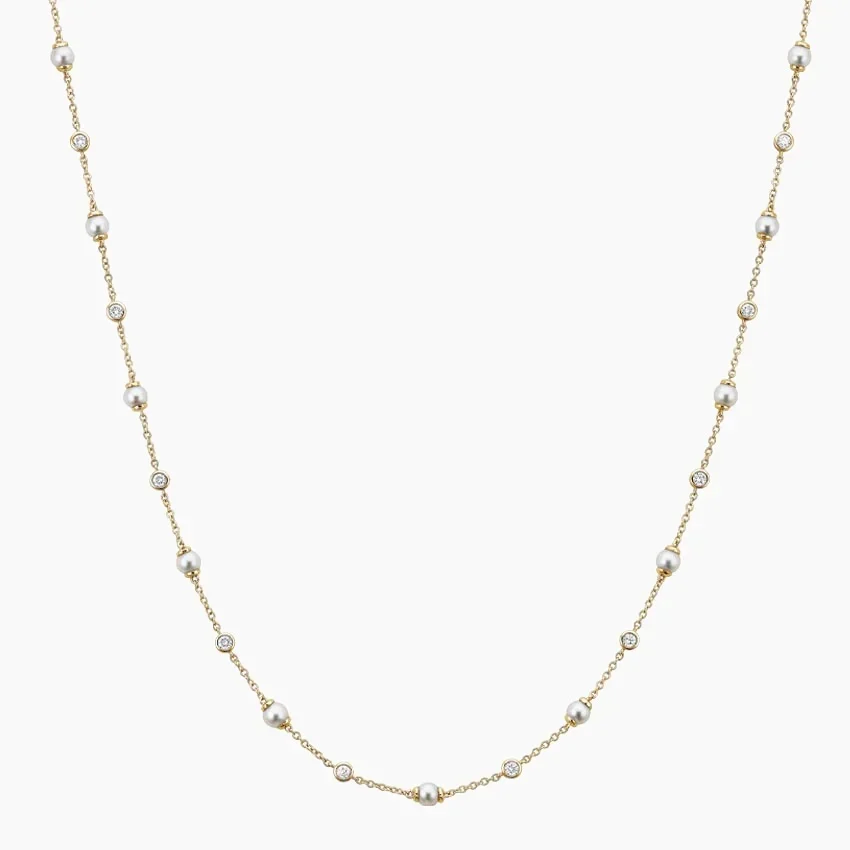 Athena Premium Akoya Cultured Pearl and Diamond Strand Necklace