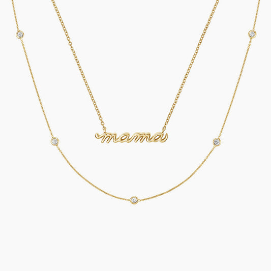 18K Yellow Gold The Mama Diamond Necklace Set