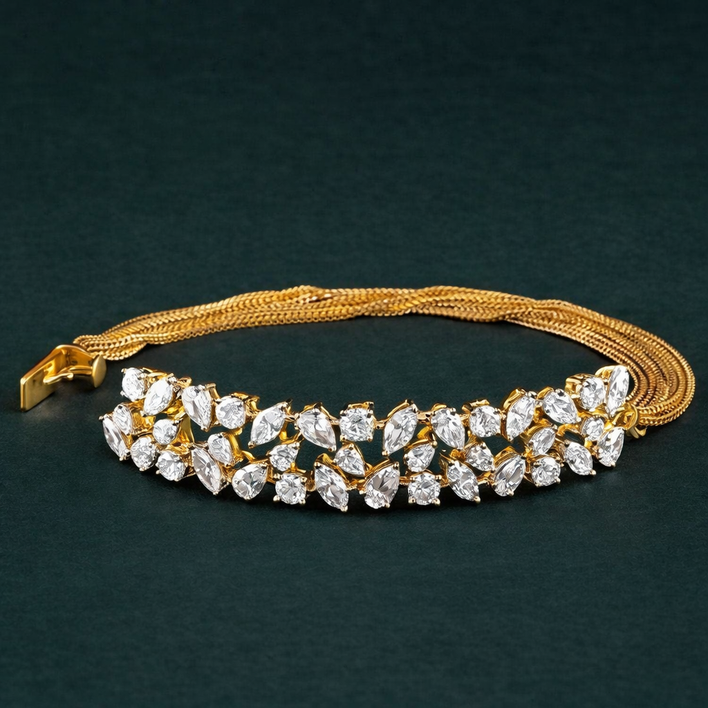 Marquise & Round Cut Moissanite Diamond Floral Bracelet