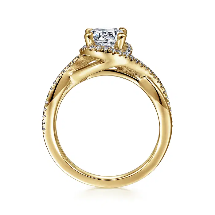 18K Yellow Gold Round Halo Diamond Engagement Ring