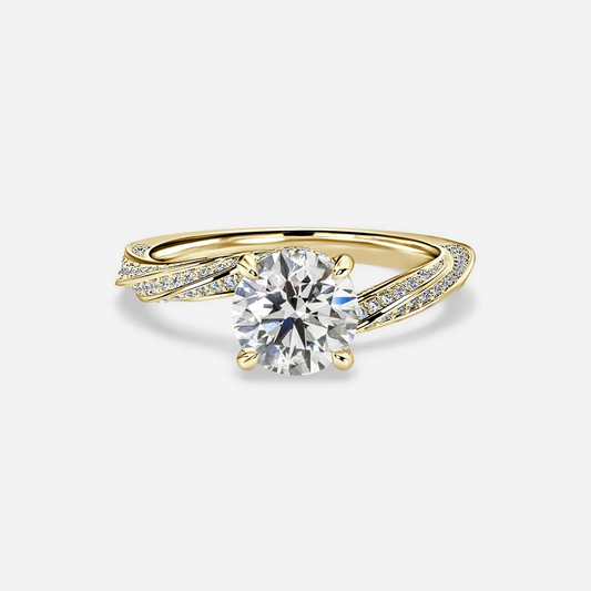 Nefereti Yellow Gold Engagement Ring – Round Diamond 18K