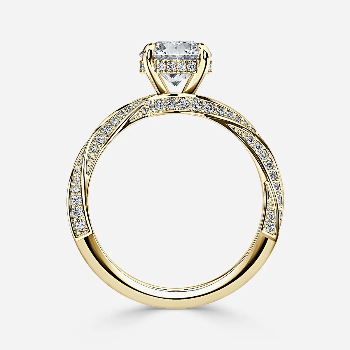 Nefereti Yellow Gold Engagement Ring – Round Diamond 18K