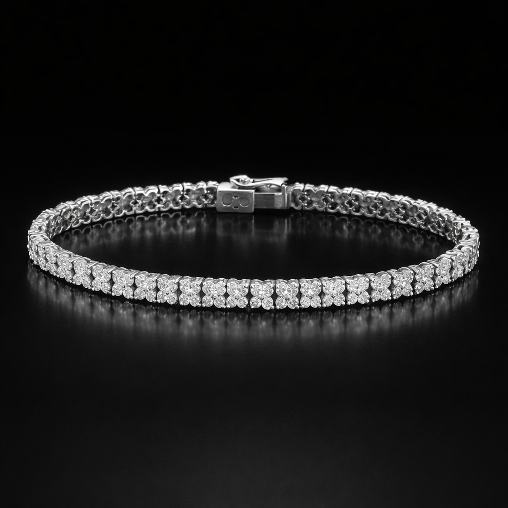 Luxury Floral Moissanite Diamond Tennis Bracelet