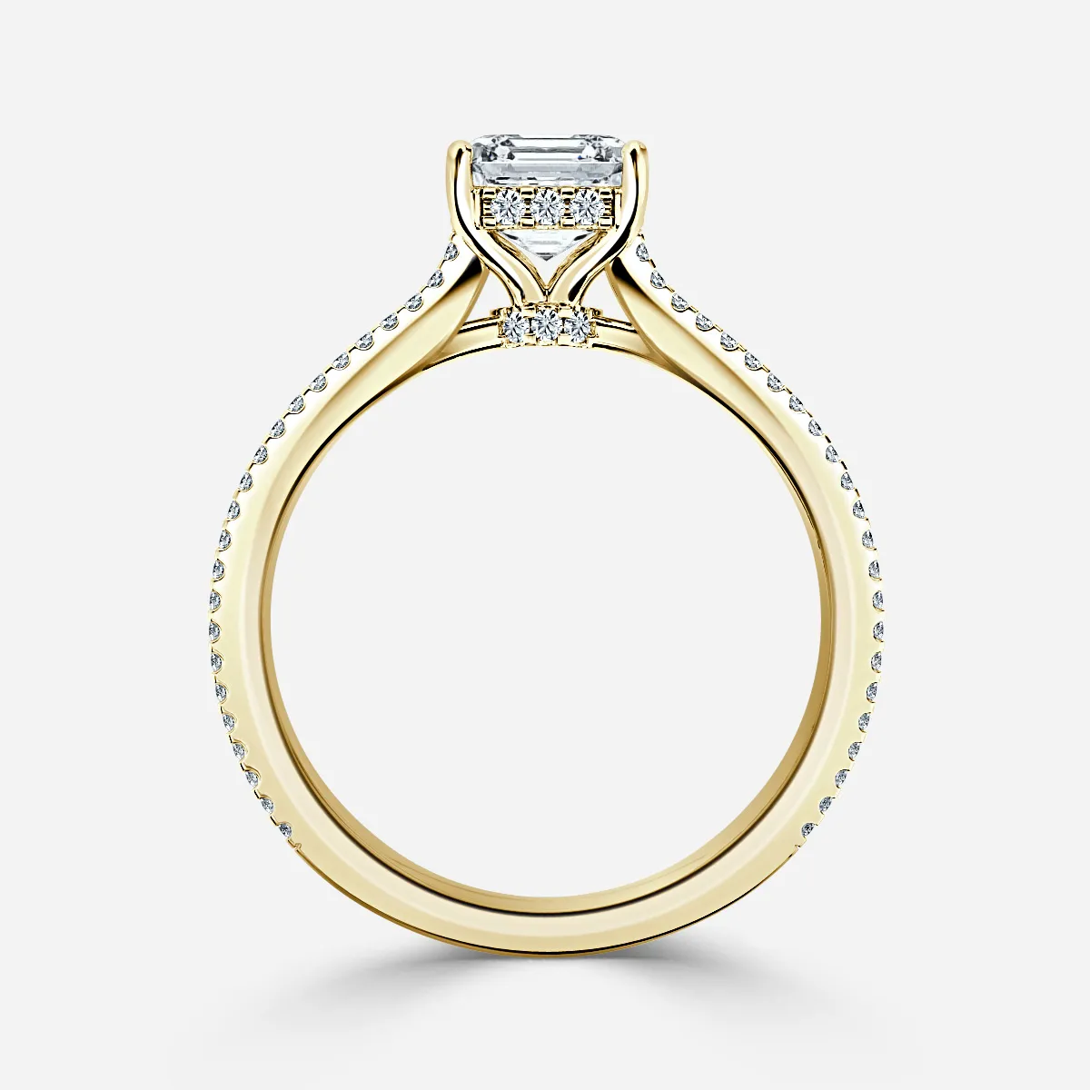 Elisa Yellow Gold Hidden Halo Double Row Diamond Ring