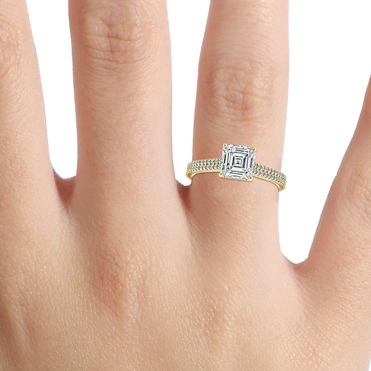 Elisa Yellow Gold Hidden Halo Double Row Diamond Ring – 18K