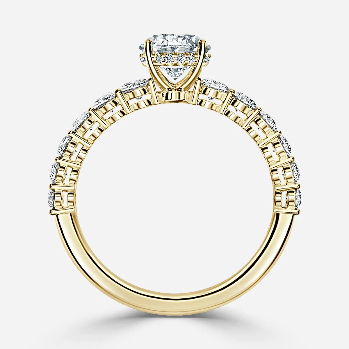 Miora Yellow Gold Shared-Prong Hidden Halo Engagement Ring