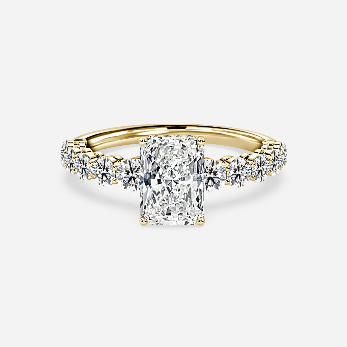 Miora Yellow Gold Shared-Prong Hidden Halo Engagement Ring