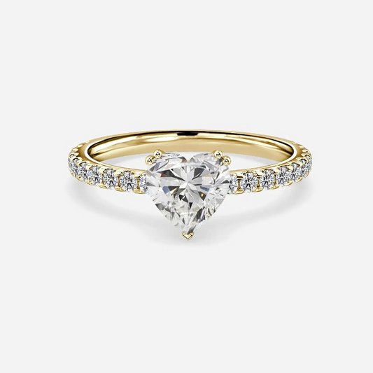 Nari Yellow Gold Double Prong Hidden Halo Engagement & Wedding Ring – 18K