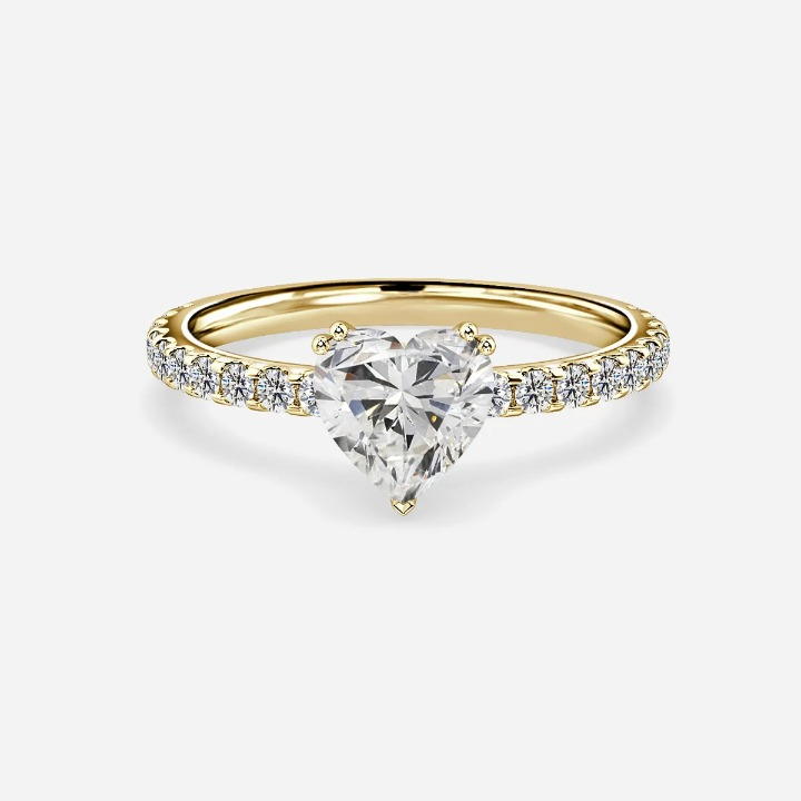 Nari Yellow Gold Double Prong Hidden Halo Engagement Ring