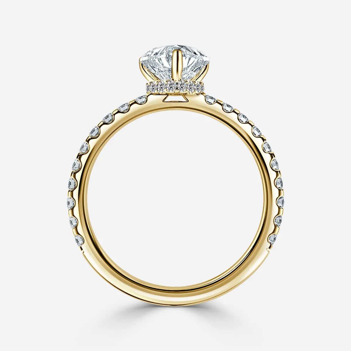 Nari Yellow Gold Double Prong Hidden Halo Engagement Ring